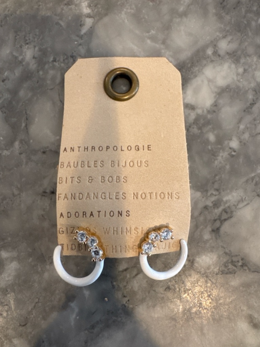 Anthropologie Crystal Cluster White Hoop Earrings